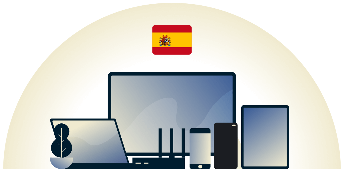 VPN de Espa&ntilde;a protegiendo una variedad de dispositivos.